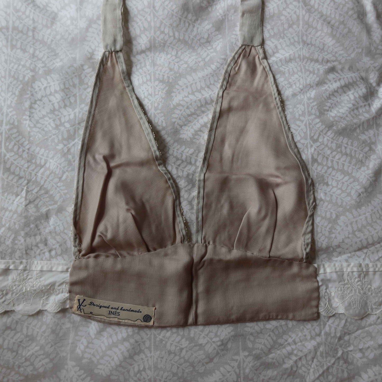 Cropped Halter Neck Top - Vintage Lace | Upcycled Cotton