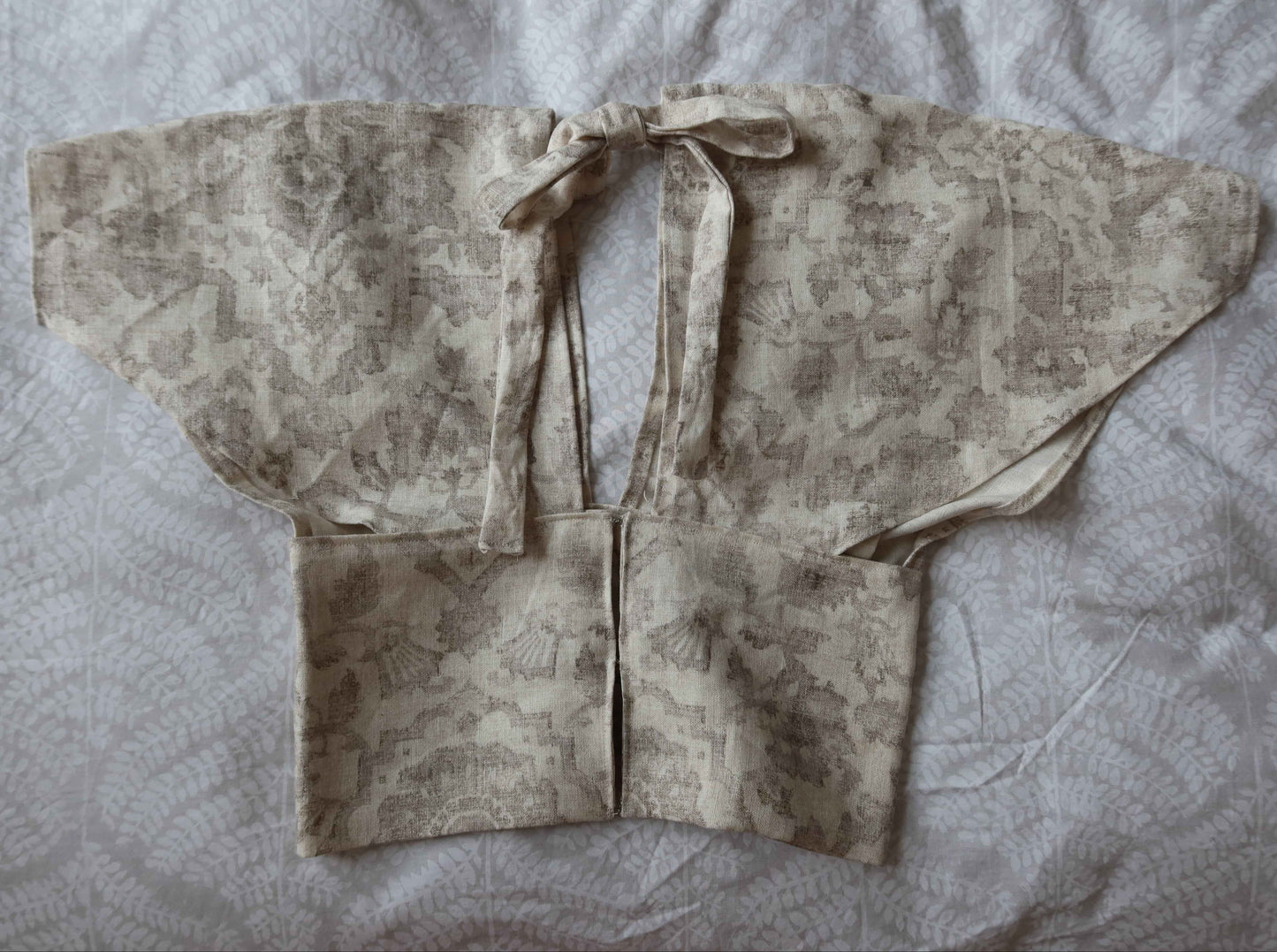 V-neck Linen Top - Sustainable Fabric | Tie-Back Design