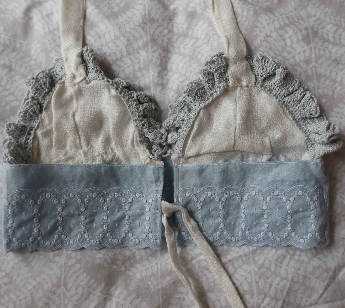 Halter Neck Cropped Top - Up-cycled Cotton | Hand Crotchet