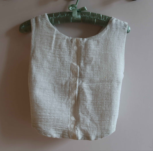 Cross-Back Halter Top - Reversible Linen Top | Upcycled & Lace