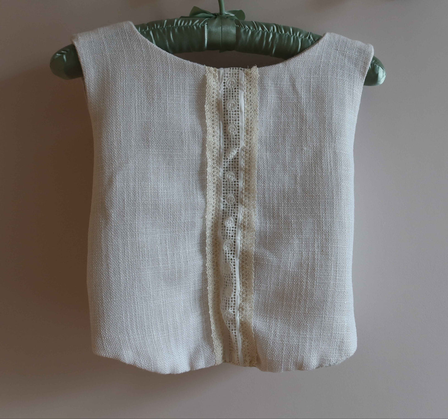 Cross-Back Halter Top - Reversible Linen Top | Upcycled & Lace