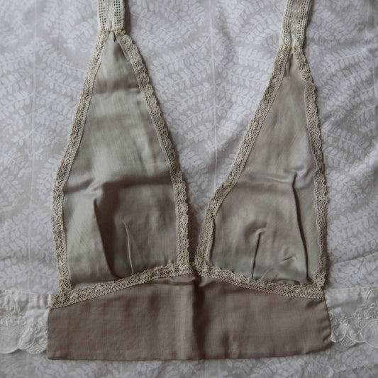 Cropped Halter Neck Top - Vintage Lace | Upcycled Cotton