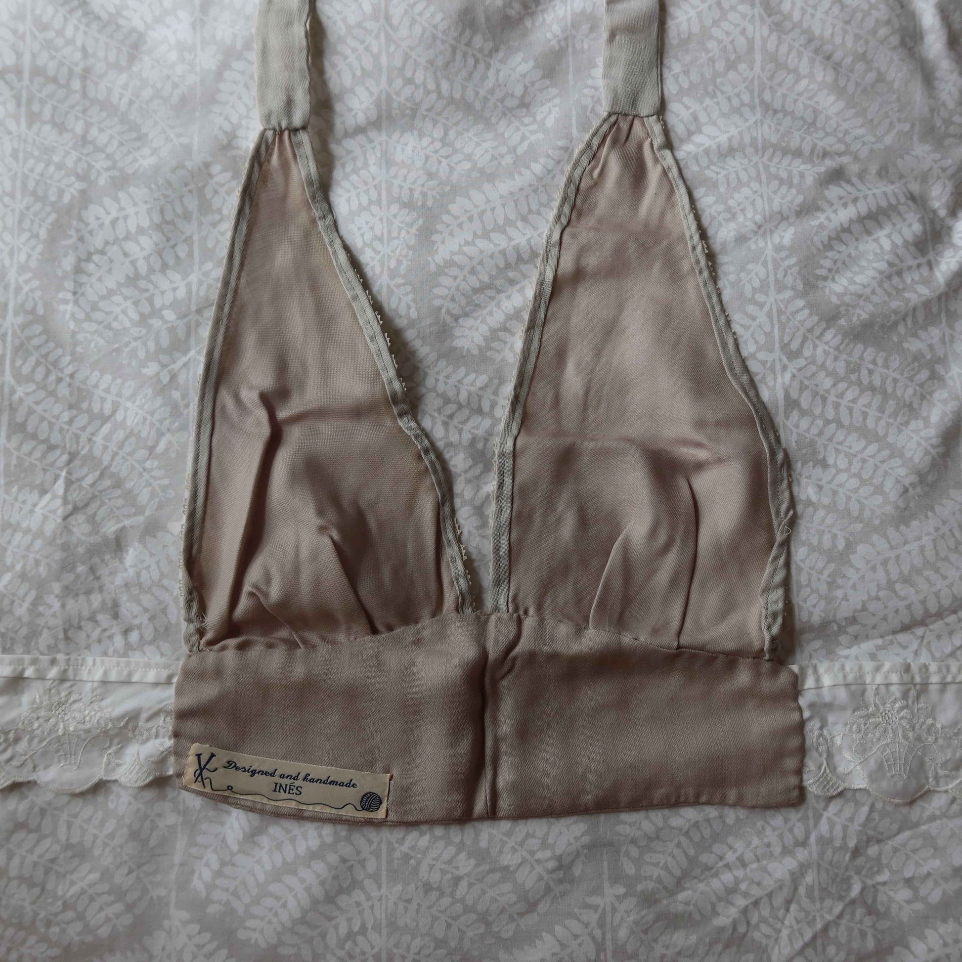 Cropped Halter Neck Top - Vintage Lace | Upcycled Cotton