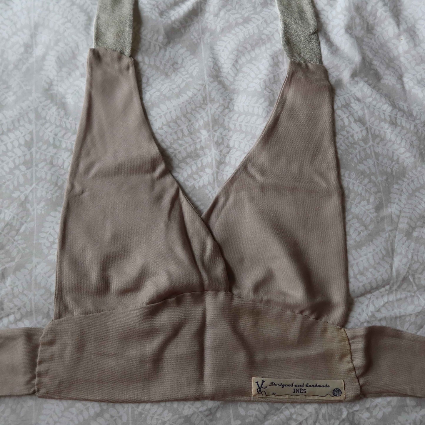 Cropped Halter Neck Top - Cotton Vintage Detail | Upcycled