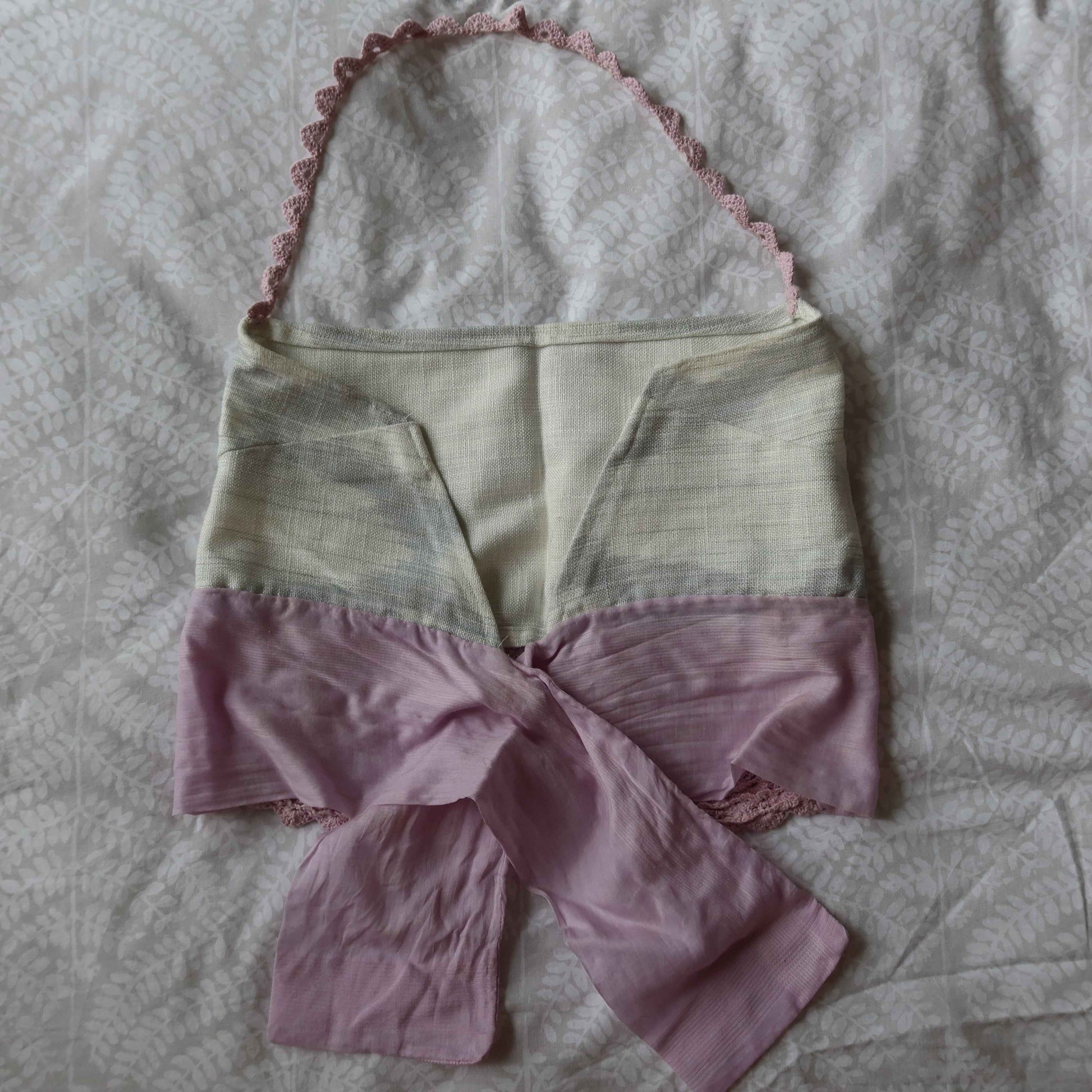 Upcycled Linen Halter Neck Top - Cropped | Handmade Detail