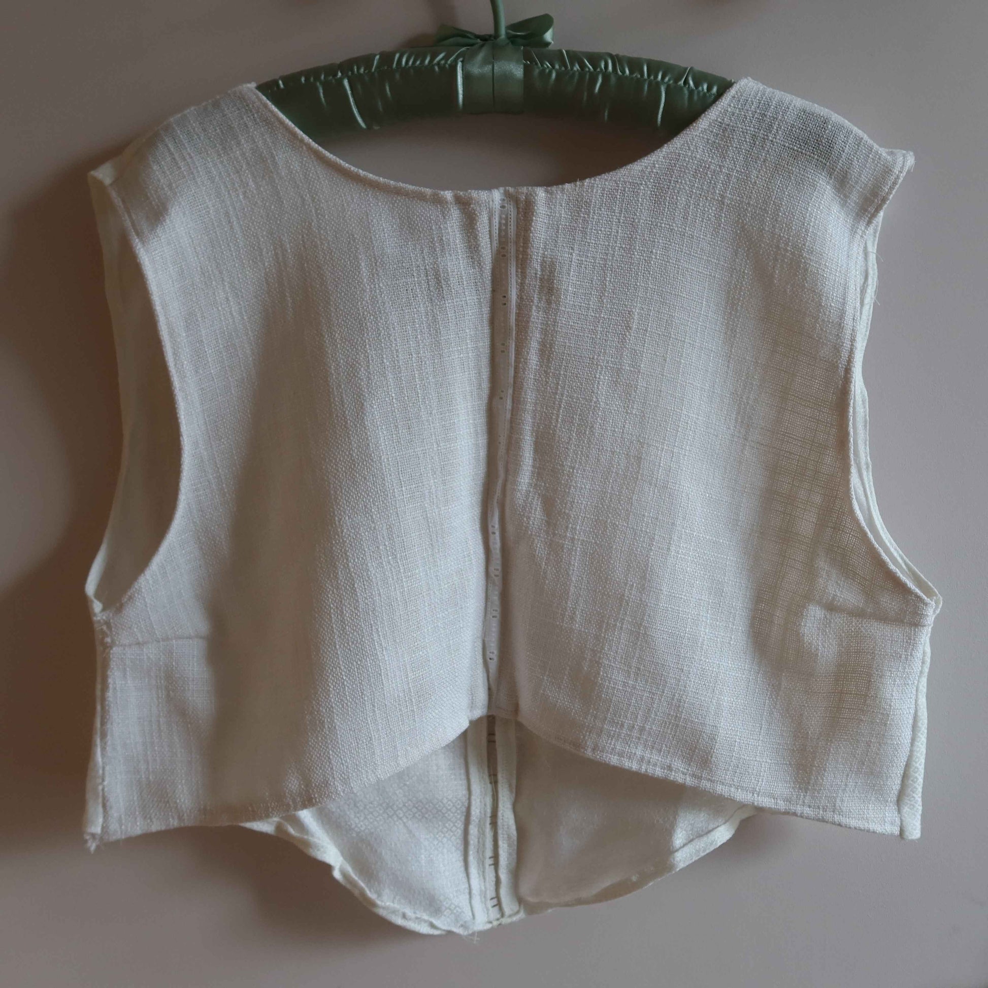 Upcycled White Linen Shirt - Short Sleeve Shirt | Vintage Lace