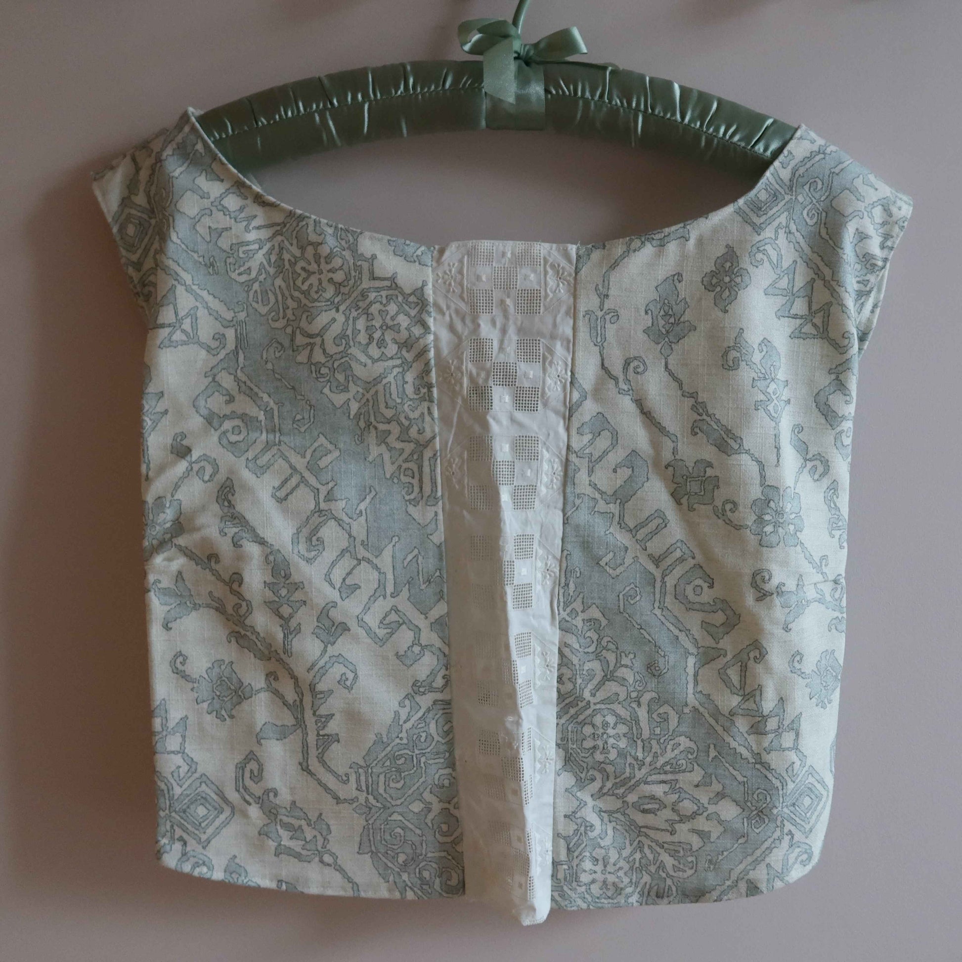 Linen Cross Back Top - Blue Shirt | Up-cycled Vintage Lace