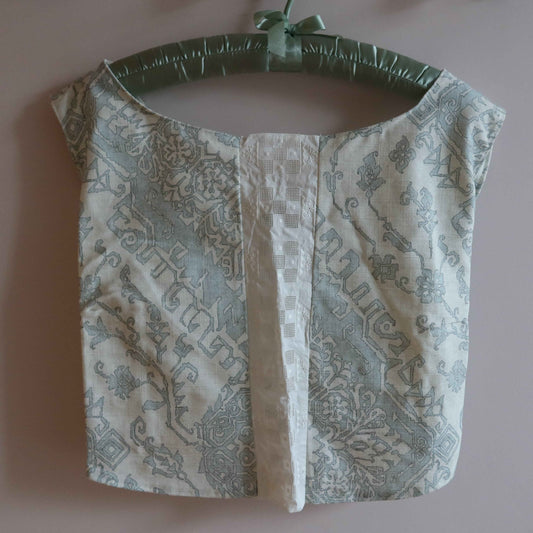 Linen Cross Back Top - Blue Shirt | Up-cycled Vintage Lace