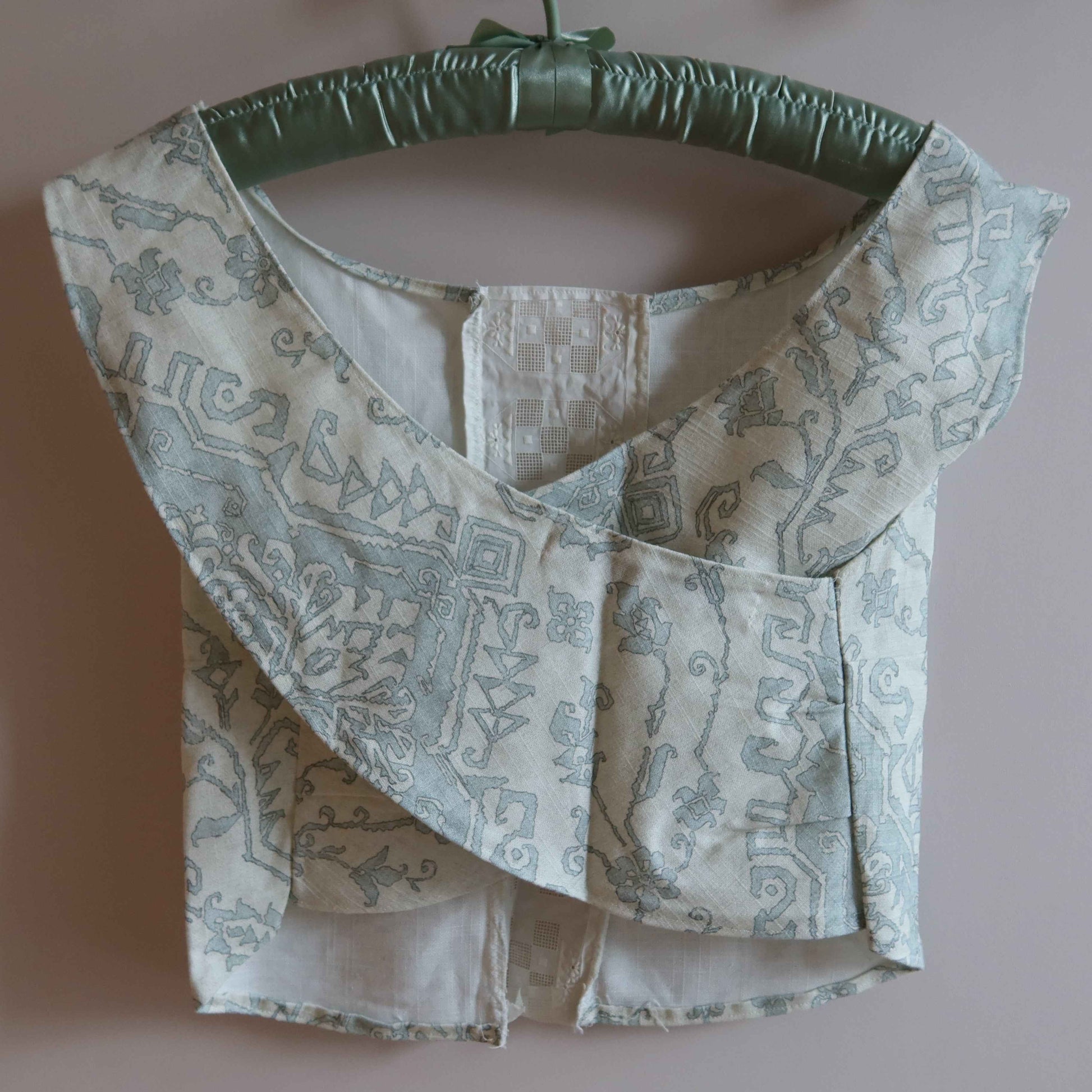 Linen Cross Back Top - Blue Shirt | Up-cycled Vintage Lace