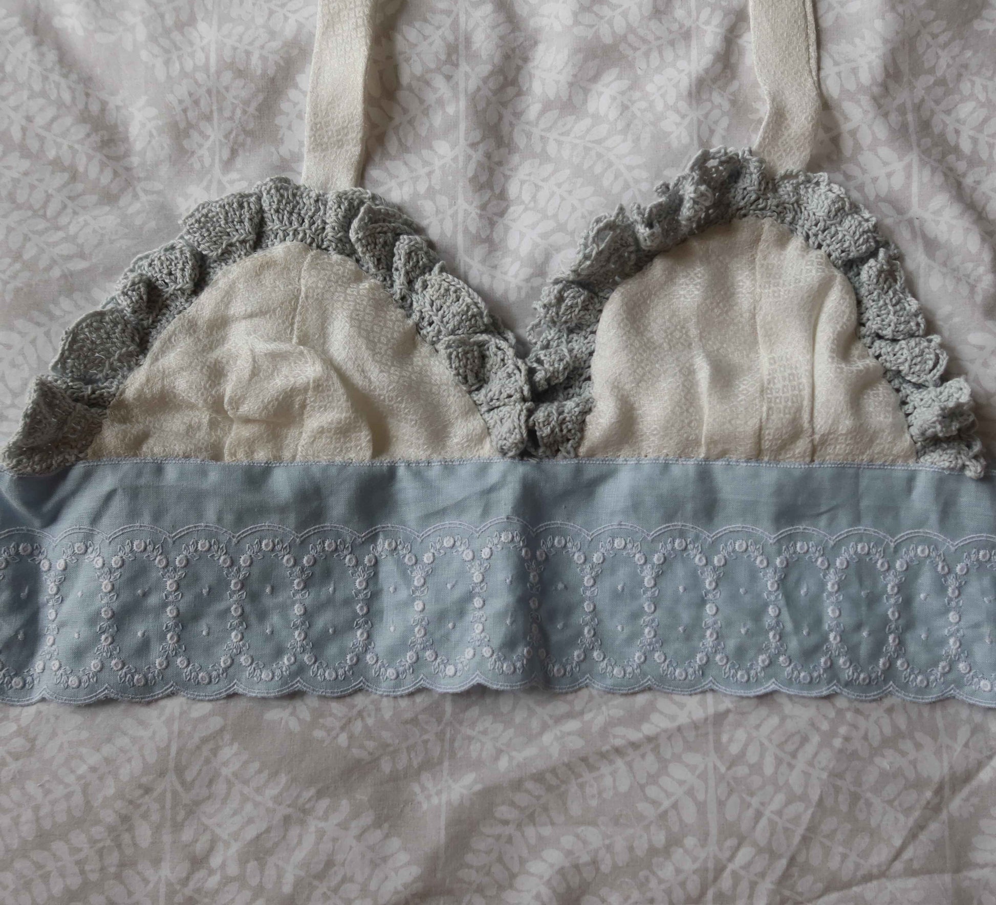 Halter Neck Cropped Top - Up-cycled Cotton | Hand Crotchet