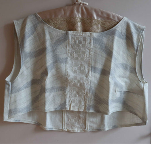 Upcycled Linen Shirt - Short Sleeve | Vintage Lace Detail