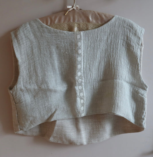 Short Sleeve Shirt - Upcycled Linen | Light Blue Beige