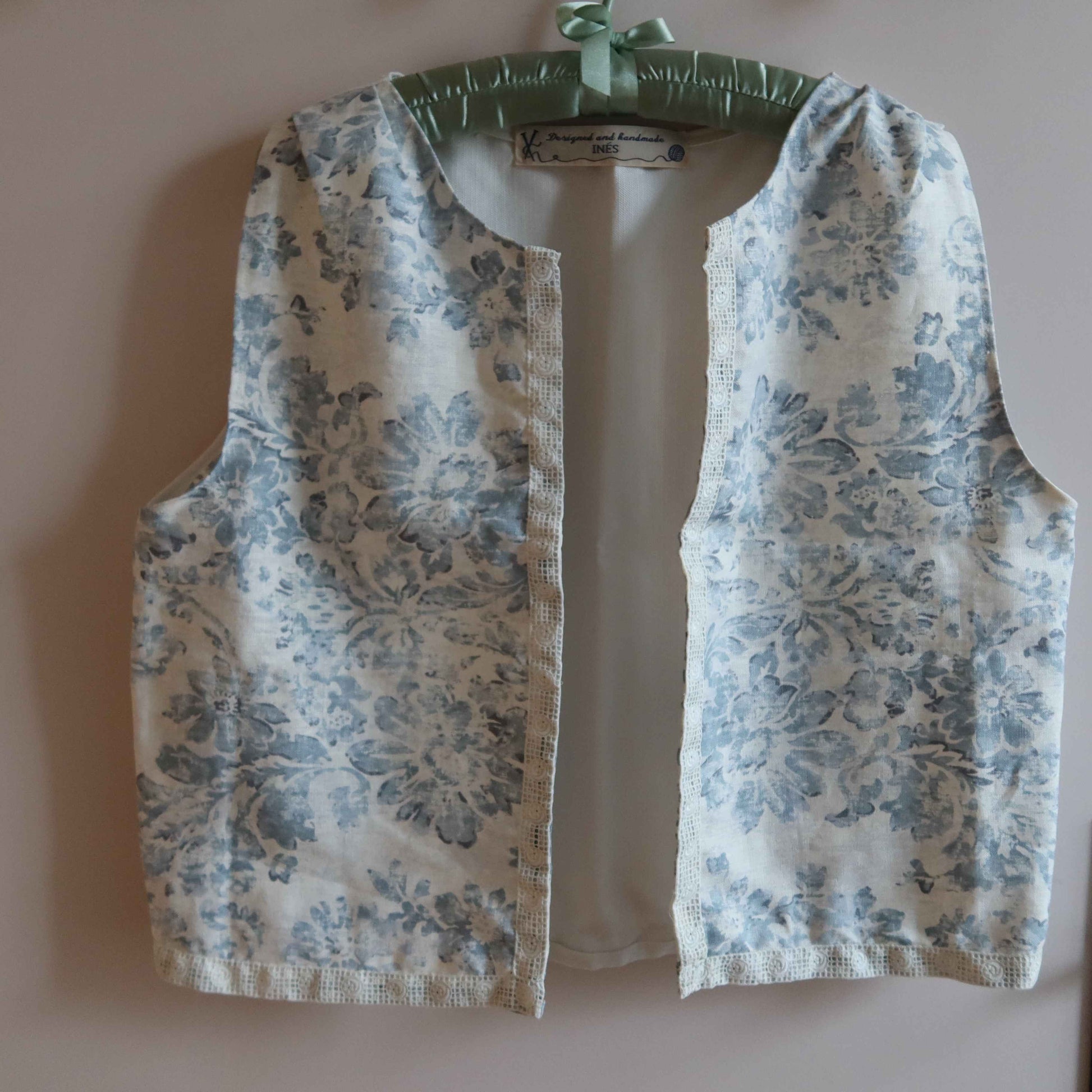 Vest - Upcycled  Floral cotton Vest | Vintage Lace