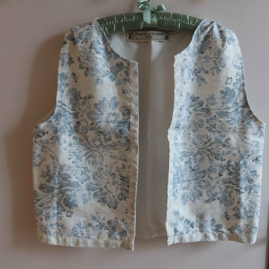 Vest - Upcycled  Floral cotton Vest | Vintage Lace