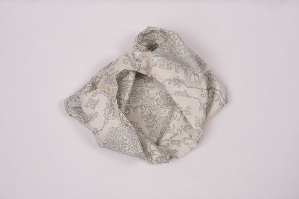 Bolsa de origami - Tejido de medallón azul niebla