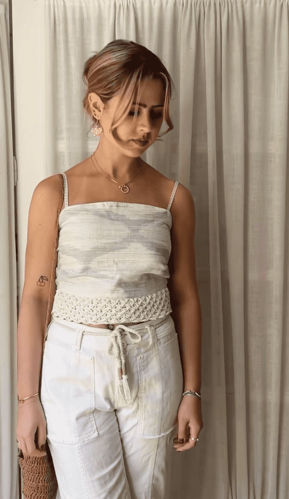 Tie Back Top - Linen Tie Back Top | Upcycled, Crotchet, Lace