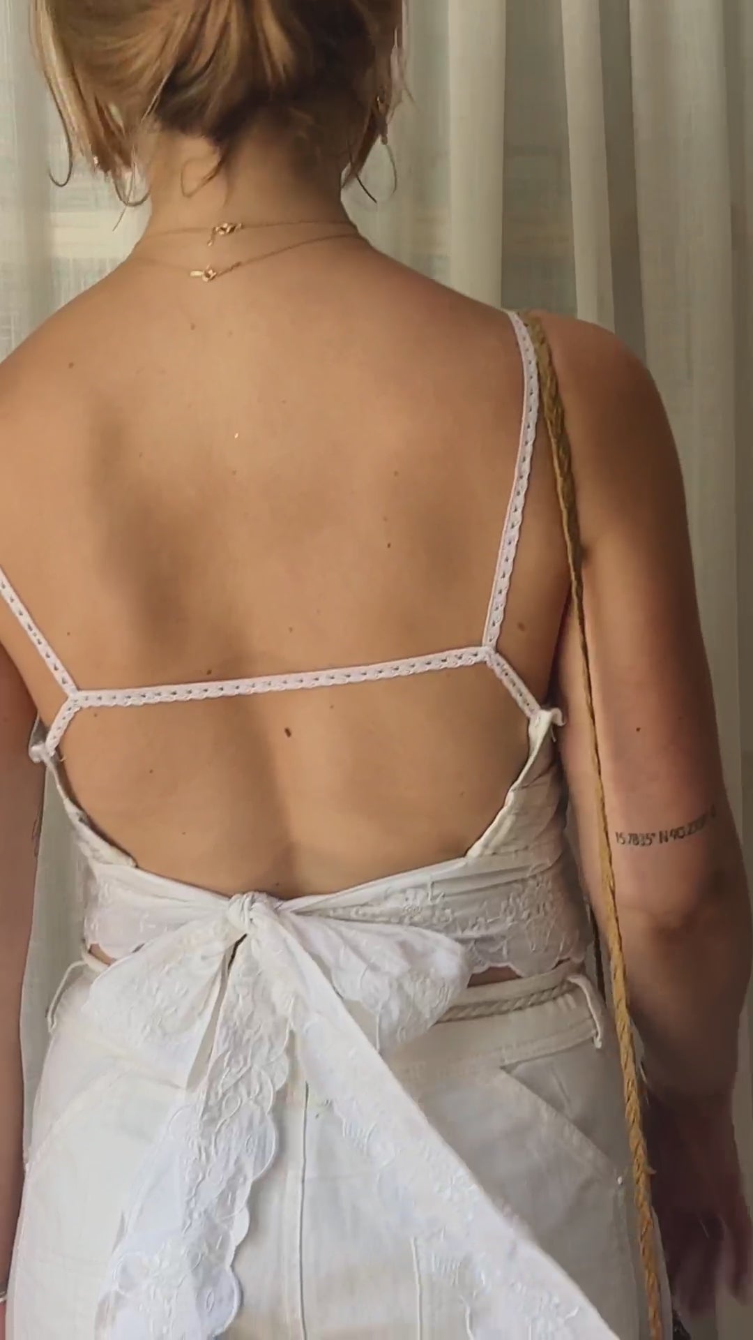 Tie Back Top - Linen Tie Back Top | Upcycled, Crotchet, Lace